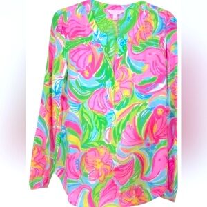 NWT Lilly Pulitzer Silk Stacey Blouse Multi So A Peeling
